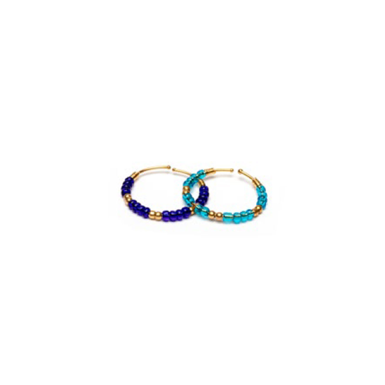 2 Fedine Ottone Dorato con Perline Blu - immagine 2